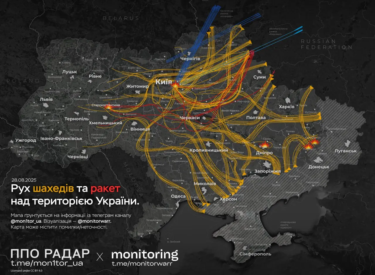 Київ під обстрілом: ніч терору та незламності 4 Моніторингові чати публікують приблизний маршрут ракет та