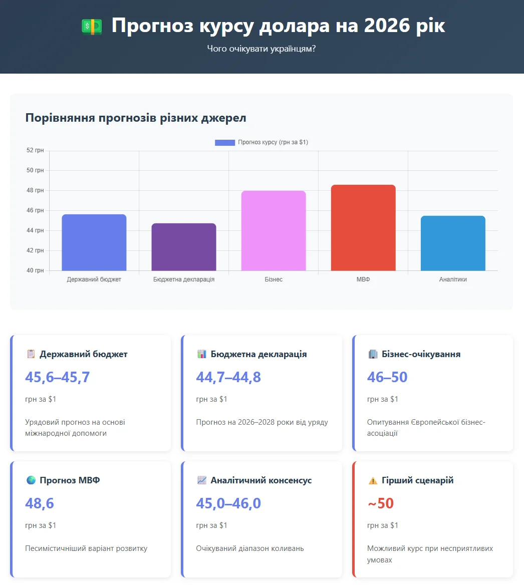 Прогноз курсу долара на 2026 рік для українців 1 Прогноз курсу долара на 2026 рік: Чого очікувати українцям?